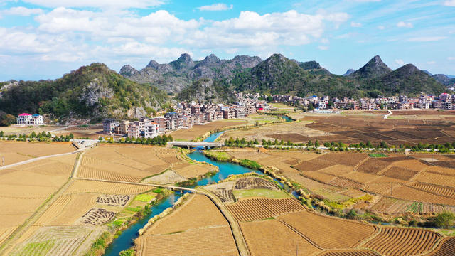 田园  美景  冬耕  