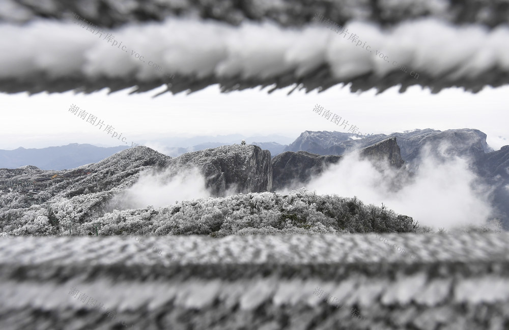 湖南 张家界 天门山 雾凇 云海 