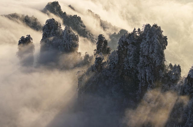 雪后 张家界 天子山 云雾