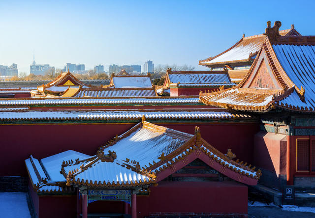 故宫 雪 天晴 蓝天 古建筑 