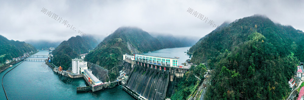 水库 山脉 河流 发电站 安化县 大坝