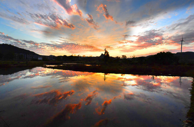 江永 冬日  夕阳  山村  美景如画
