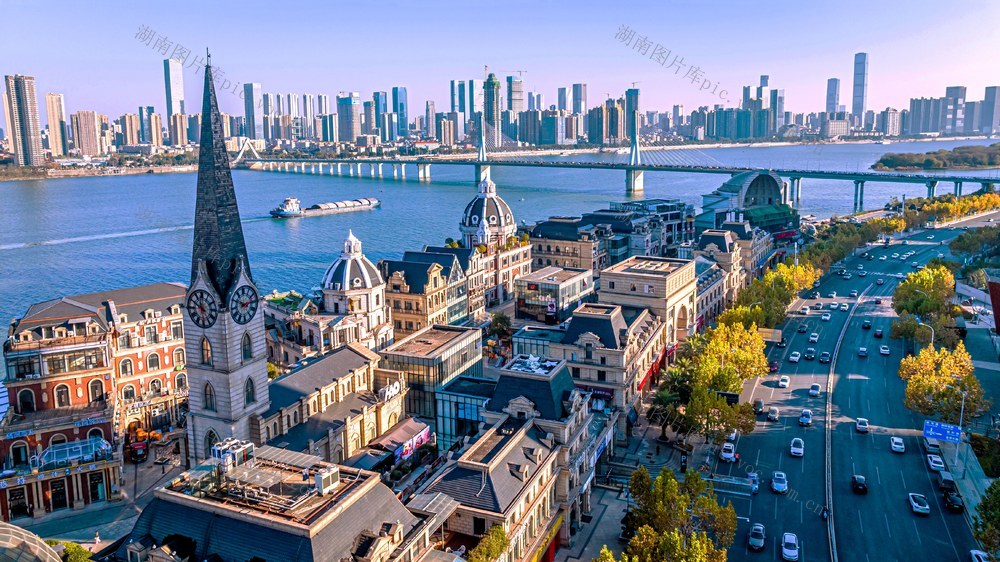 长沙  城市风景 渔人码头  欧美建筑  暖阳夕照
