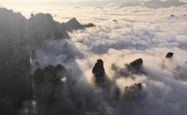 张家界 天子山 云海 
