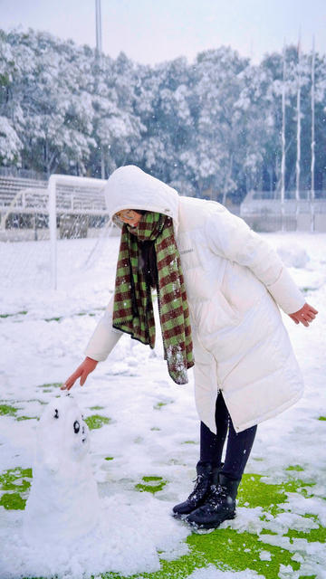 雪景、大学、玩雪