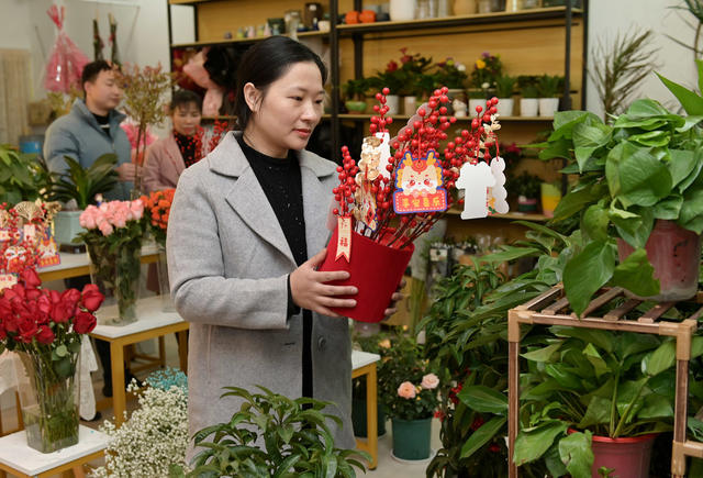 花卉  花卉市场 顾客 喜庆  春节  装扮家居  生意红火 选购花卉  花店 