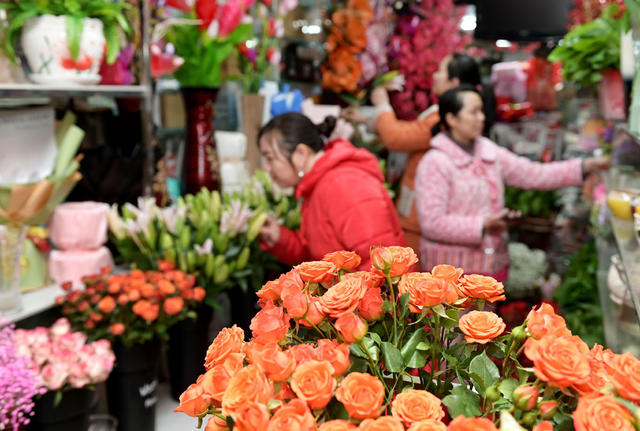 花卉  花卉市场 顾客 喜庆  春节 消费 选购花卉  花店  年货市场