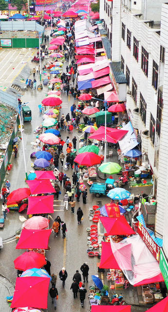 年货  市场  人气旺  雨雪天气   供应