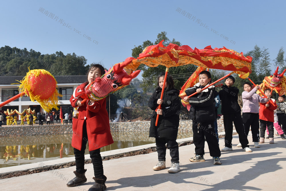 春节 舞龙 拜年 寒假 学生 