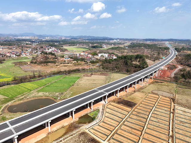 初春  时节  天气  公路  立交桥  高速  油菜  农田  交通  田园