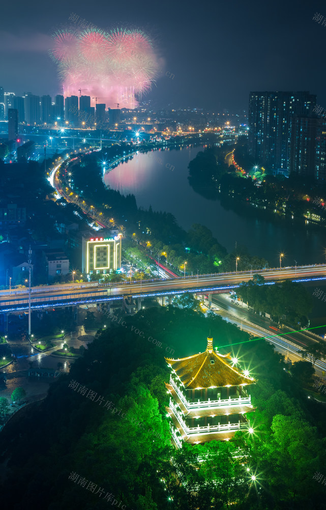 浏阳河  五一  劳动节  假期  烟花  夜景