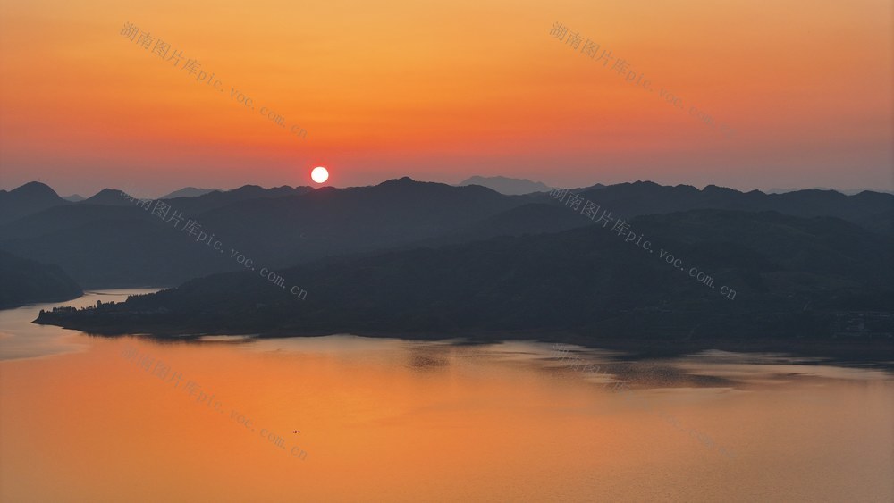 洪江市 清江湖国家湿地公园 夕阳 生态保护