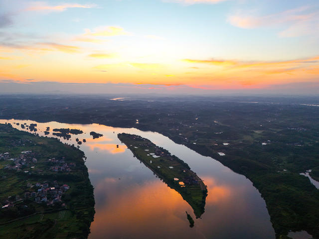 日出  风景  湘江  河流  乡村  画卷  旅游  自然