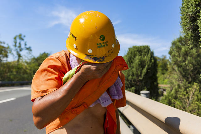 高温、交通、高速公路、工人