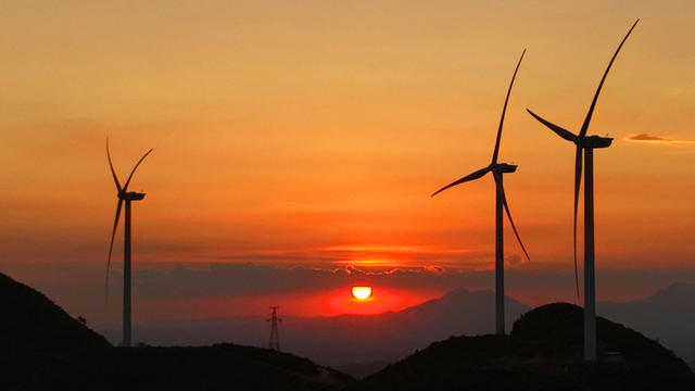 光伏 风电 朝霞 夕阳 新能源