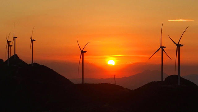 光伏 风电 朝霞 夕阳 新能源