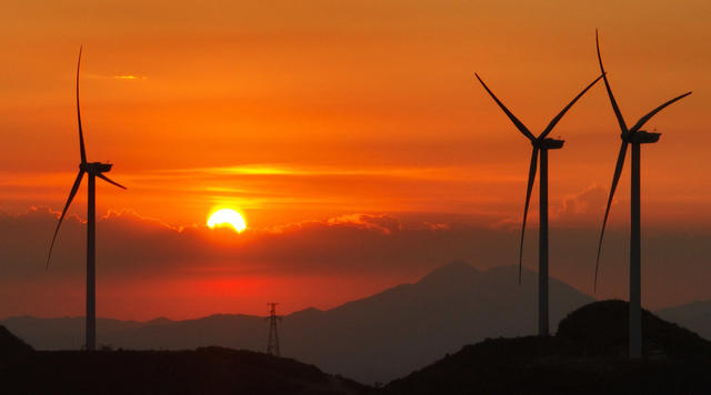 光伏 风电 朝霞 夕阳 新能源