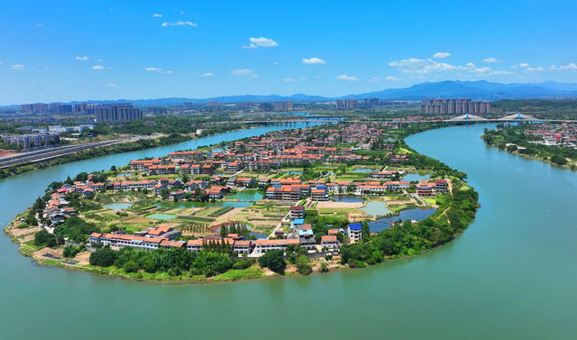 雁城 衡阳 蓝天白云 东洲岛 湘江 乡村 美