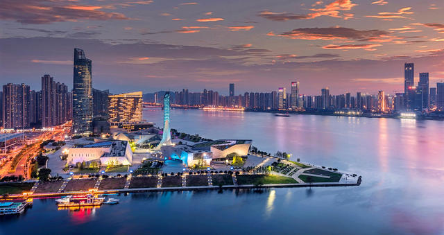 长沙夜景  滨江文化园  黄昏