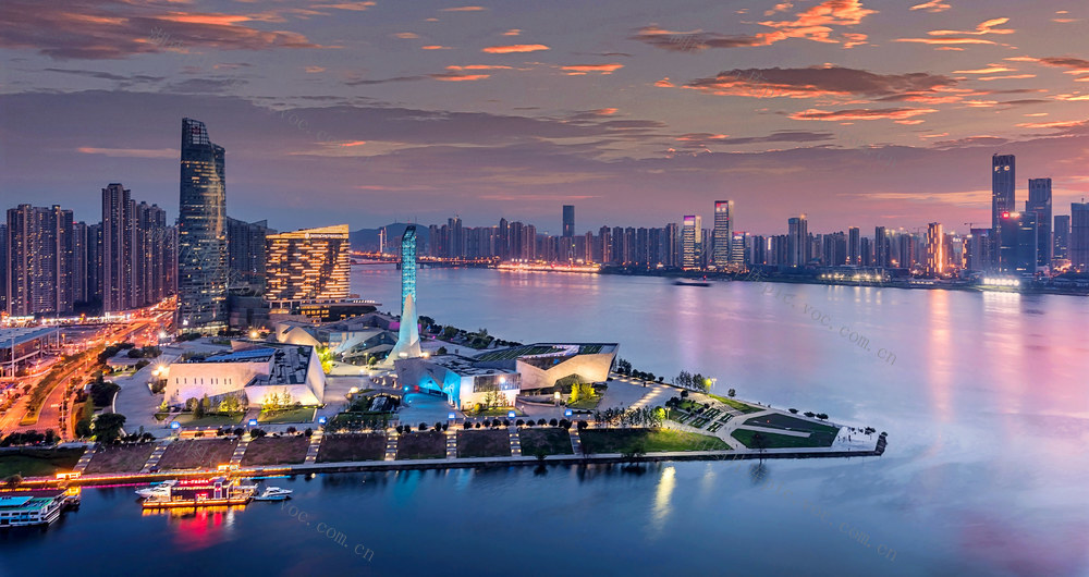 长沙夜景  滨江文化园  黄昏