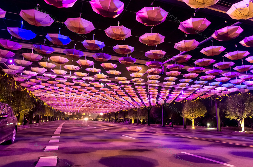 长沙夜景  梅溪湖  迎春灯会  灯伞