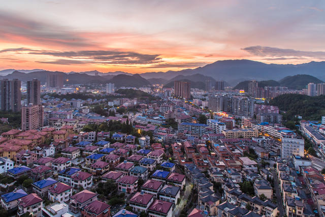 晚霞  浏阳  城市  风景  楼房
