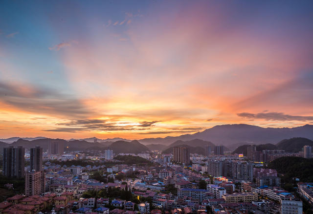晚霞  浏阳  城市  风景  楼房