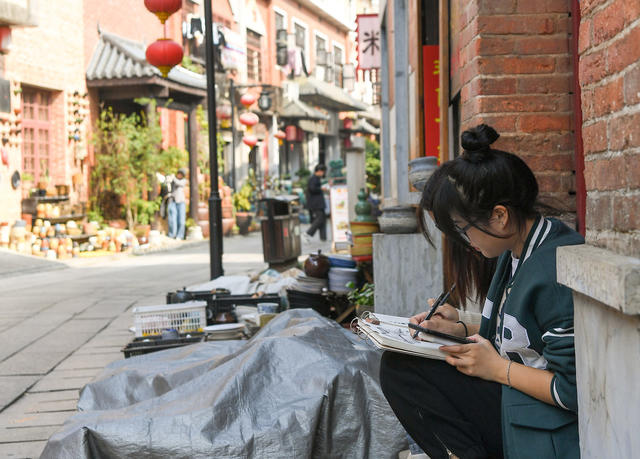 铜官老街 陶器 写生 街道