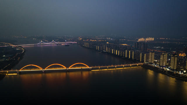 航拍 长沙 夜景 