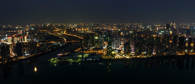 航拍 长沙 夜景 