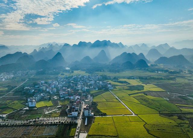风景
金秋
稻田
群山
若现
云雾