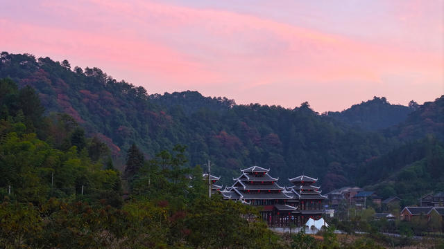 秋天、景色、侗寨、风光、旅游