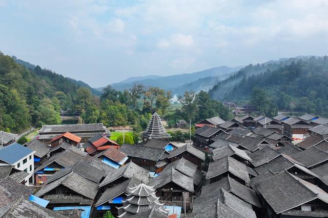 秋天、景色、侗寨、风光、旅游
