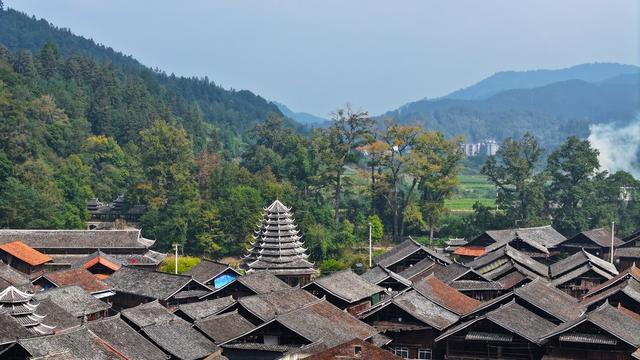 秋天、景色、侗寨、风光、旅游