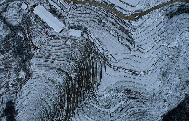 湖南桂东 雪 梯田 画 禾坪村