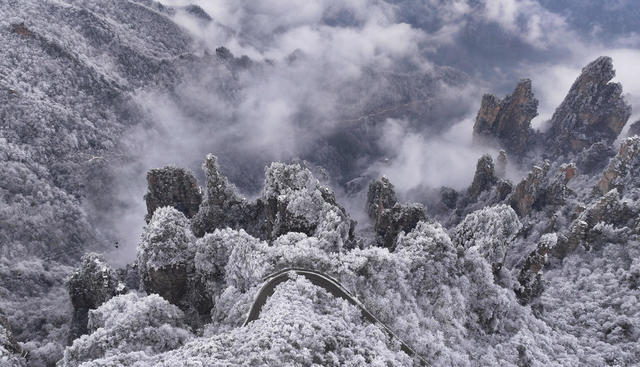 张家界 冰雪 云雾