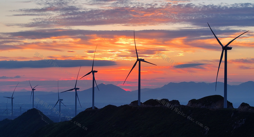 风电 夕阳