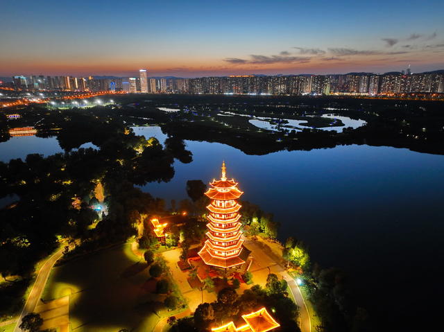 湘江新区 湿地  夜景 