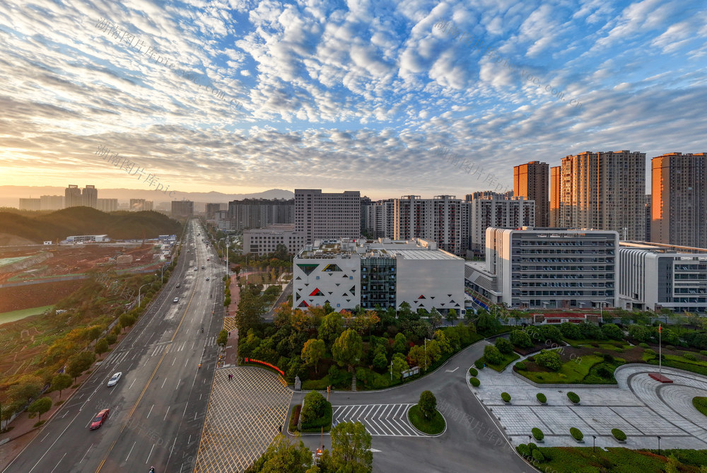 城市新貌，早霞，鹤城