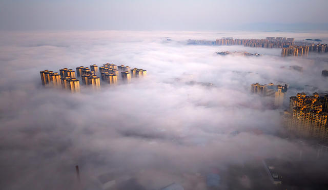 平流雾  景观  雾海  高楼  仙境