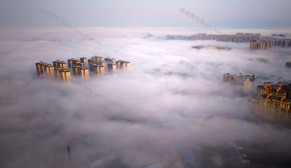 平流雾  景观  雾海  高楼  仙境