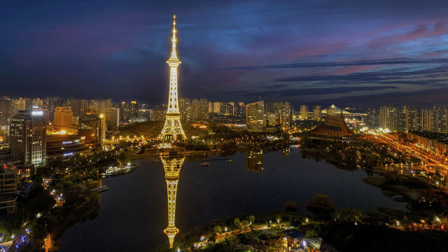 神农湖  夜景 航拍