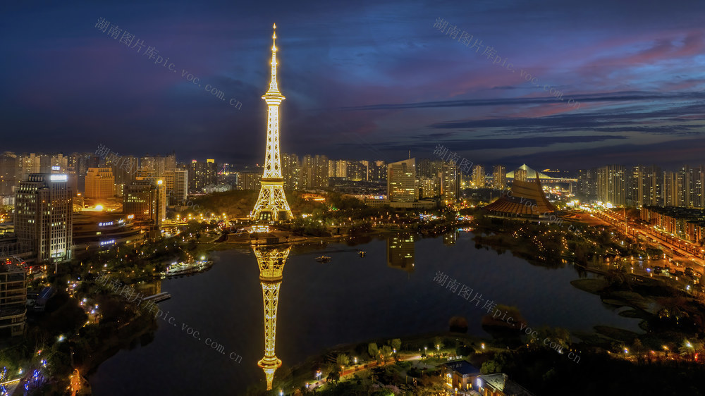 神农湖  夜景 航拍