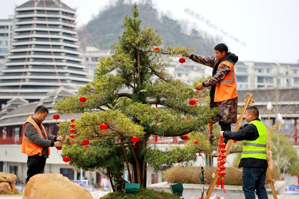 挂灯笼、节日元素、迎新春、节日氛围、饰品