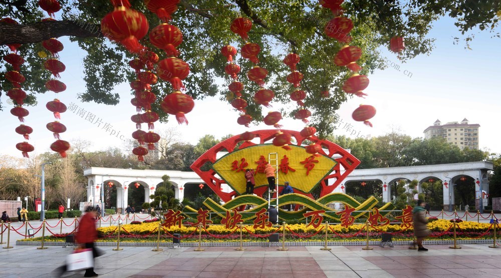 赶制花坛迎新春