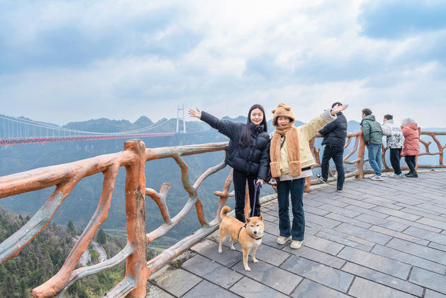 立春   雨后阳光   矮寨奇观景区  游客拍照打卡游玩   乐享初春美好时光