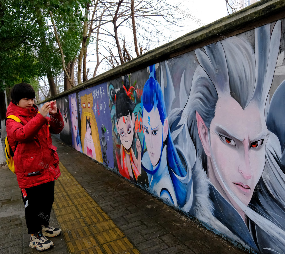 “哪吒”壁画，引客来