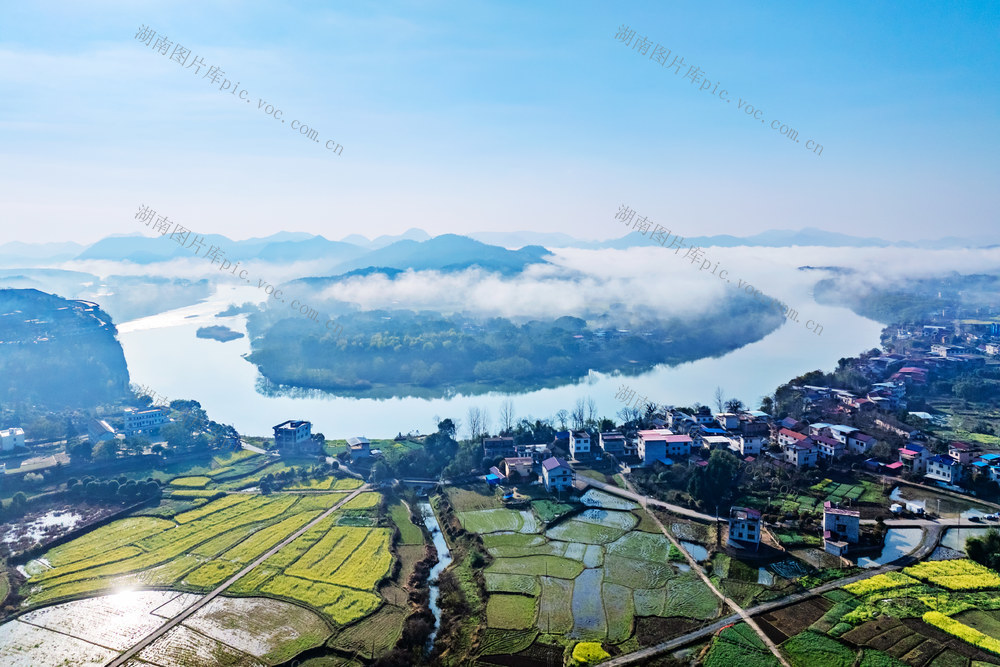 大美湖南  湘江第一湾  水墨画