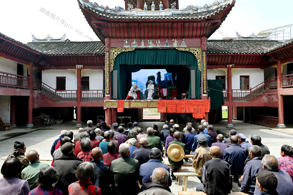 送戏下乡 古典戏  祁剧 戏曲 农村 传统文化 文化生活 古戏台 群众 表演