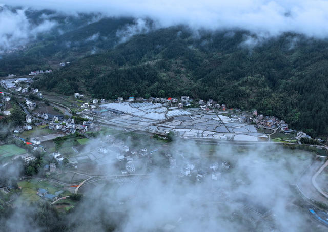湖南桂东 雨 村庄 画